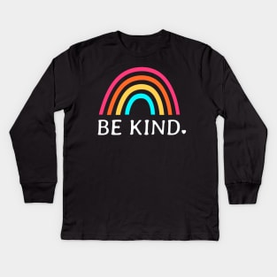 Be Kind With Colorful Rainbow Art For Kindness On Black Kids Long Sleeve T-Shirt